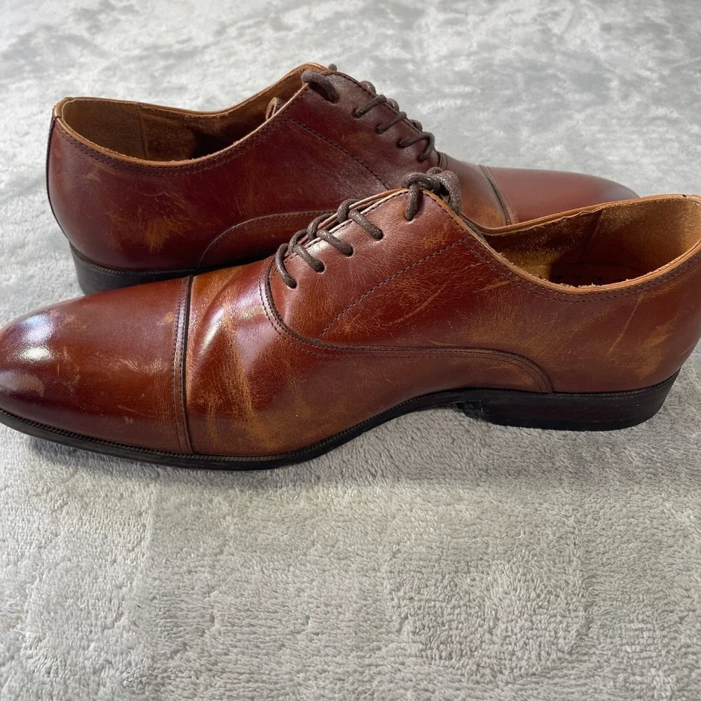 Florsheim Oxfords Dress Shoes Mens 9 Cap Toe Leather Brown Lace Up Office Casual